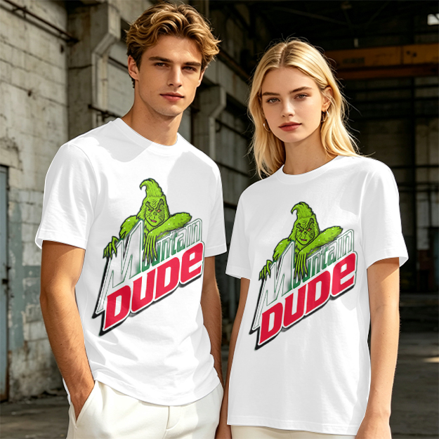 Olive T-Shirt with Grinch Mountain Dude Graphic Print