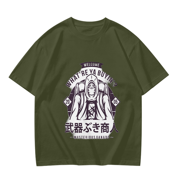 Mysterious Merchant Graphic Olive T-Shirt