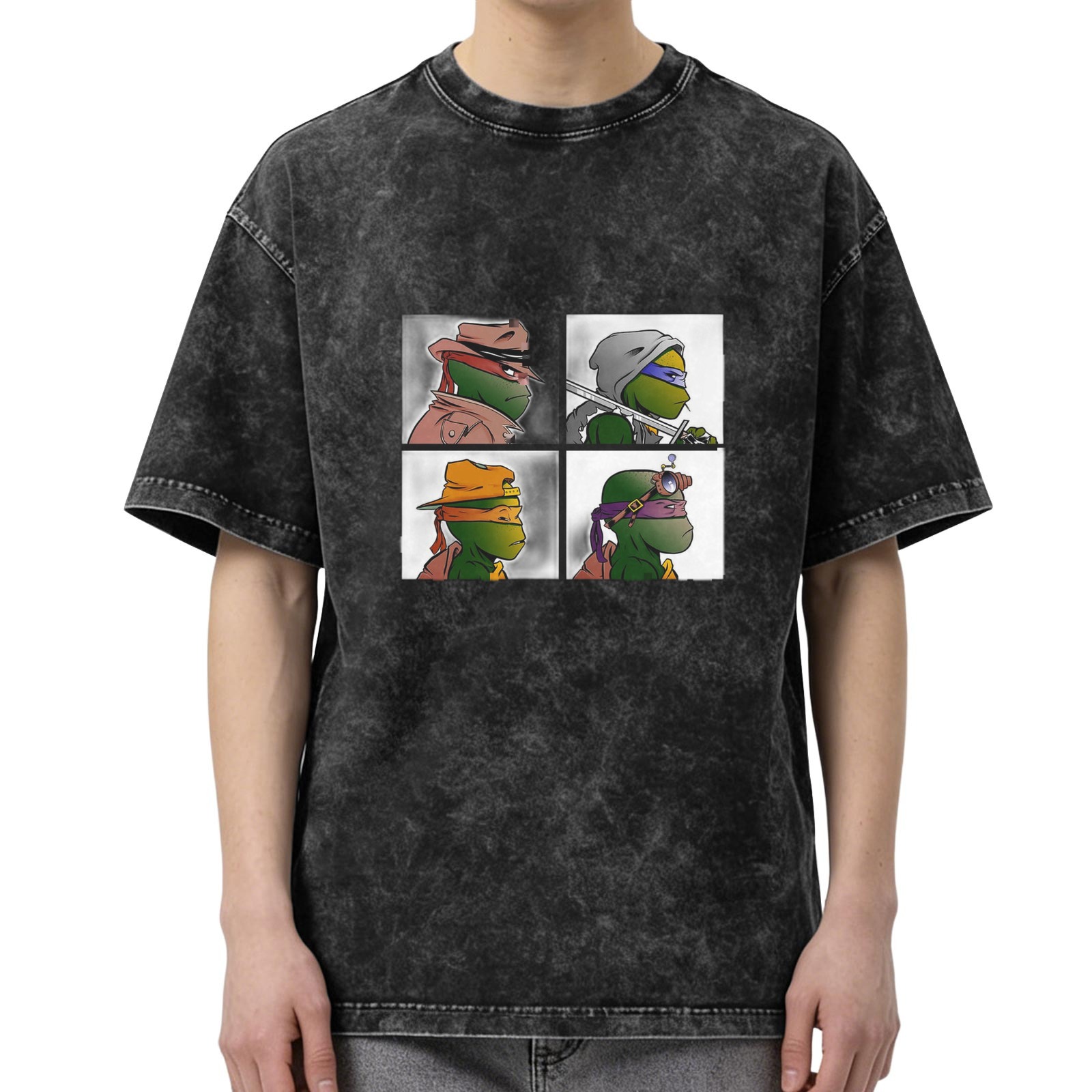 Teenage Mutant Ninja Turtles Graphic Print Acid Wash Oversized T-Shirt