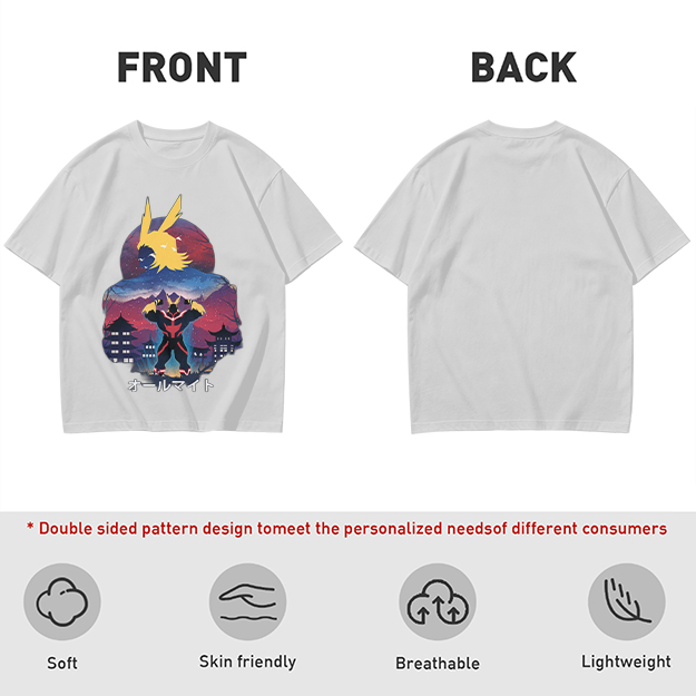 Olive t-shirt with All Might anime character graphic print