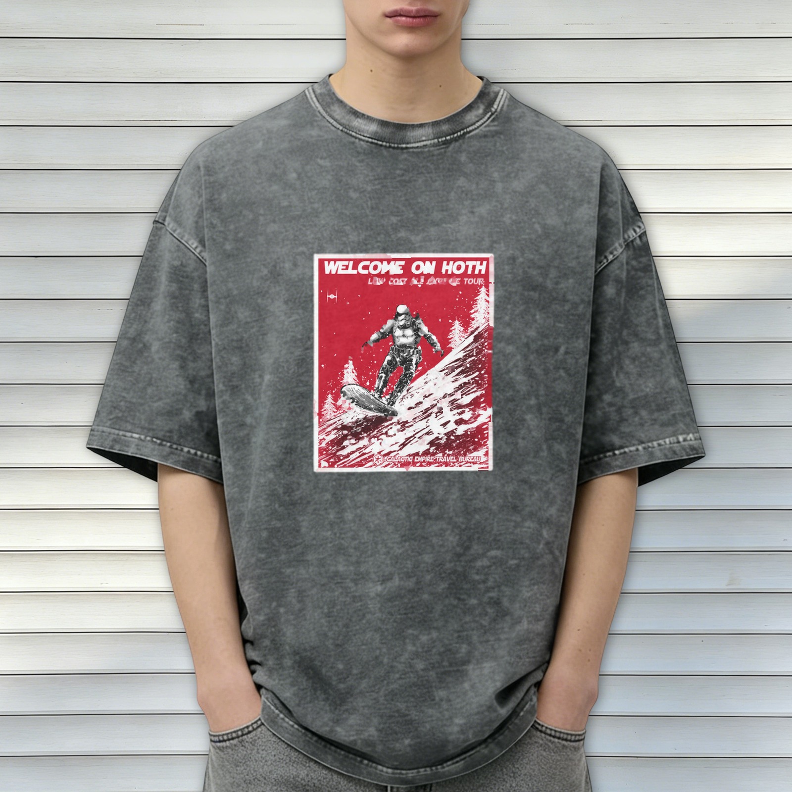 Welcome On Hoth Stormtrooper Snowboarding Acid Wash T-Shirt