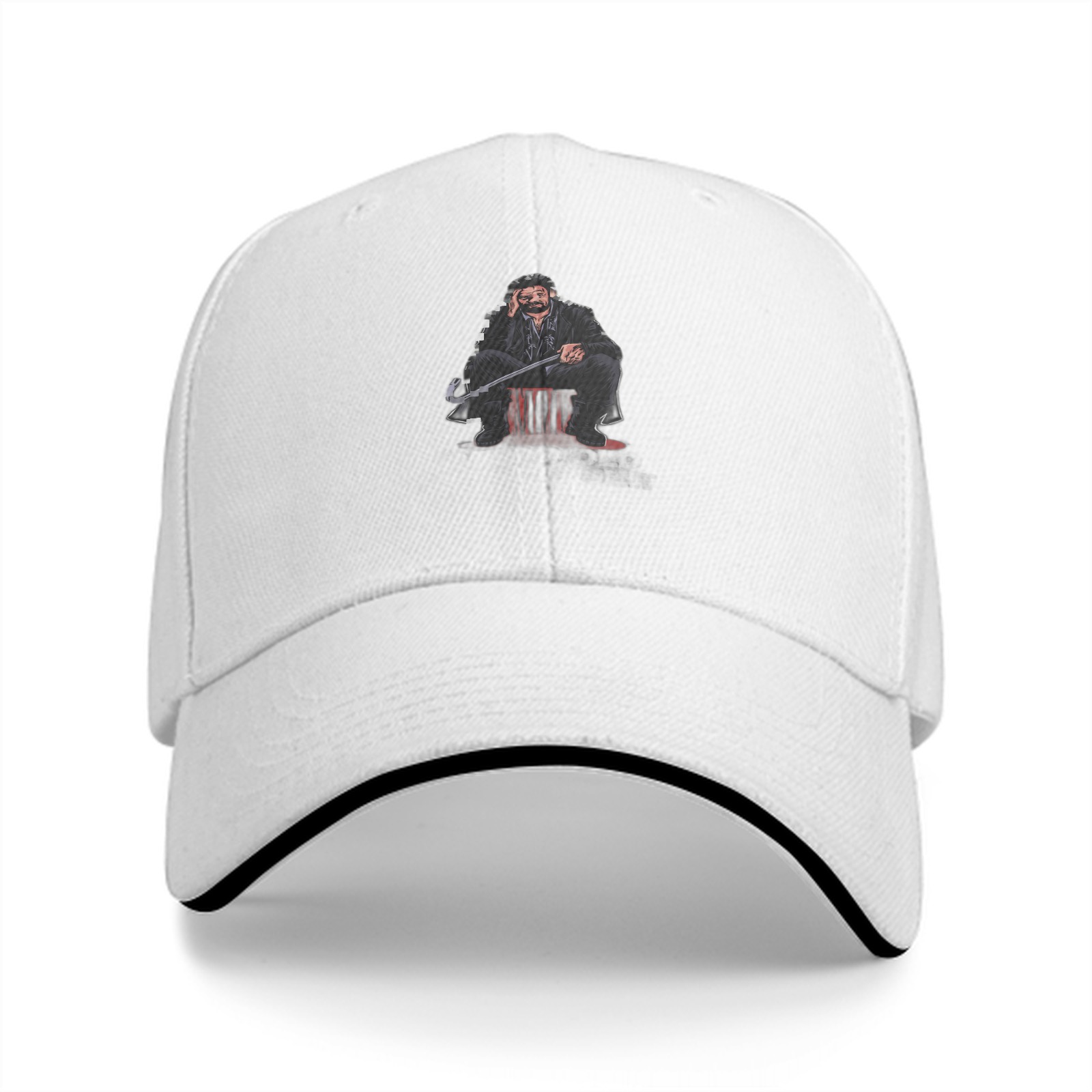 Black Baseball Cap With Sitting Grim Reaper Graphic