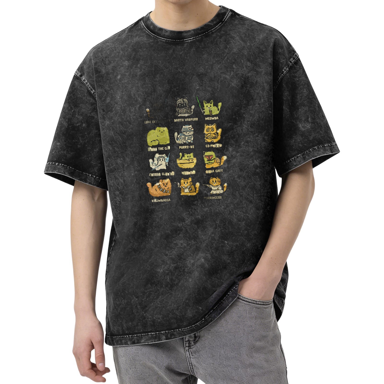 Star Wars Cat Parody Vintage Wash T-Shirt