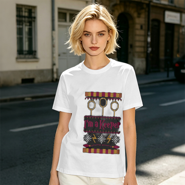 Olive Green T-Shirt With I'm A Keeper Quidditch Graphic