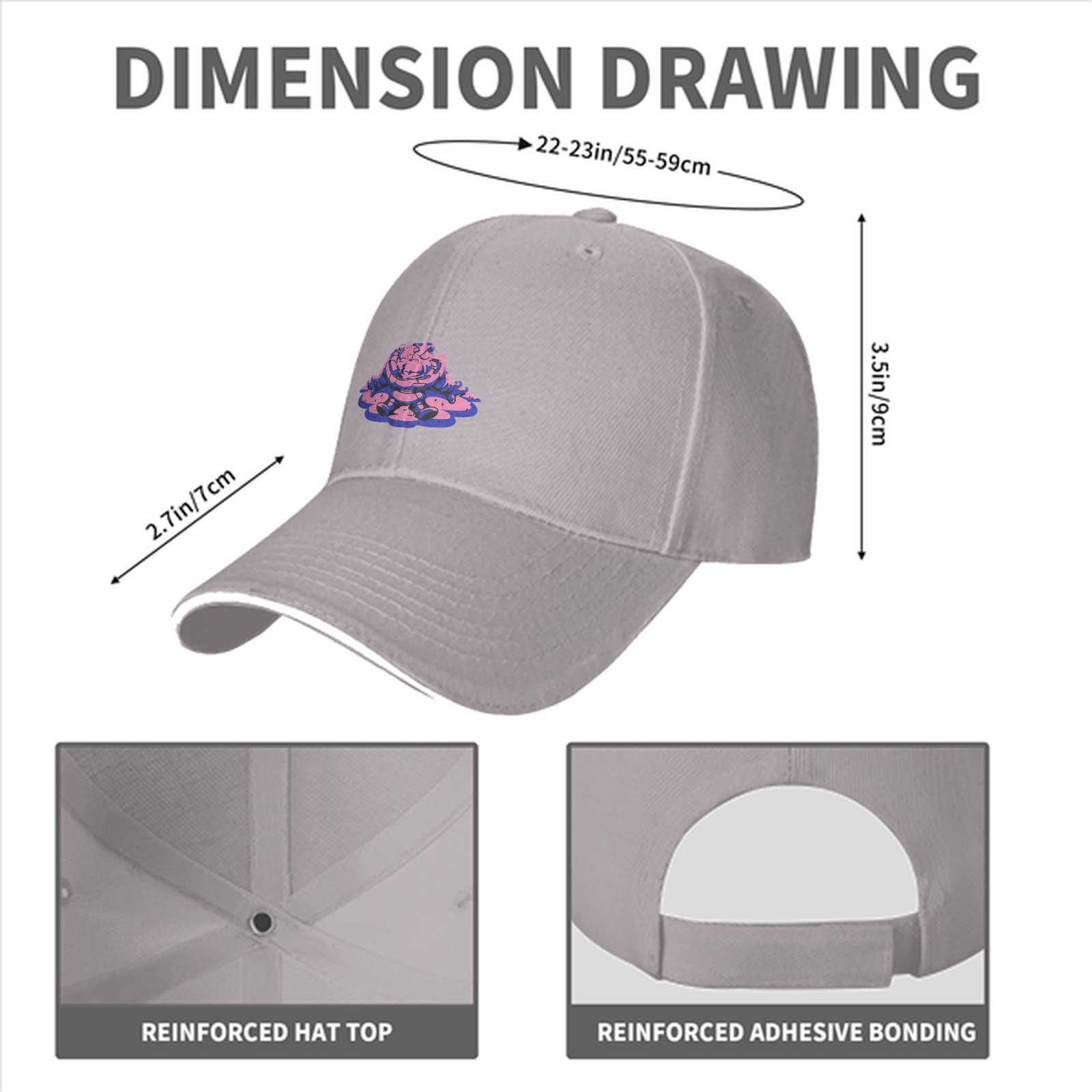 Black Baseball Cap With Pink Purple Slime Monster Graphic