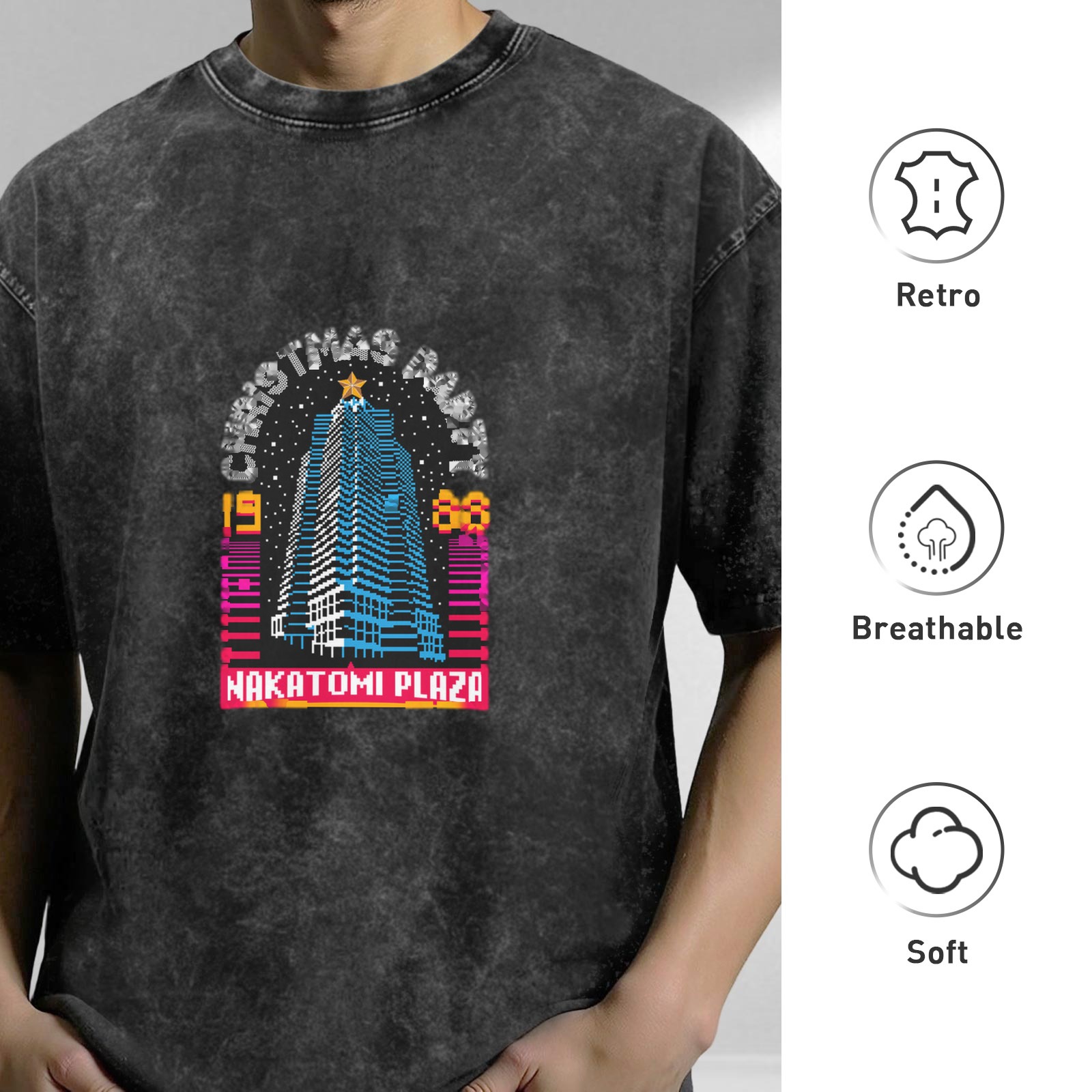 Nakatomi Plaza Christmas Party 1988 Graphic Stonewashed T-Shirt