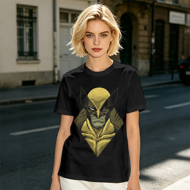 Olive T-shirt with Wolverine Superhero Graphic Print