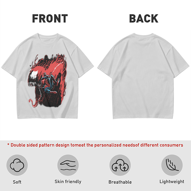 Olive T-shirt with Spider-Man and Symbiote Villain Graphic