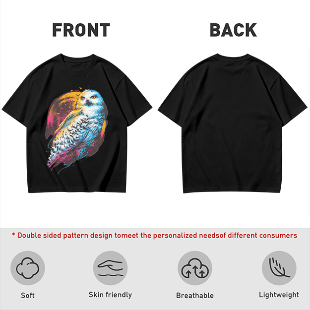 Owl Graphic Print Dark Green Casual T-Shirt