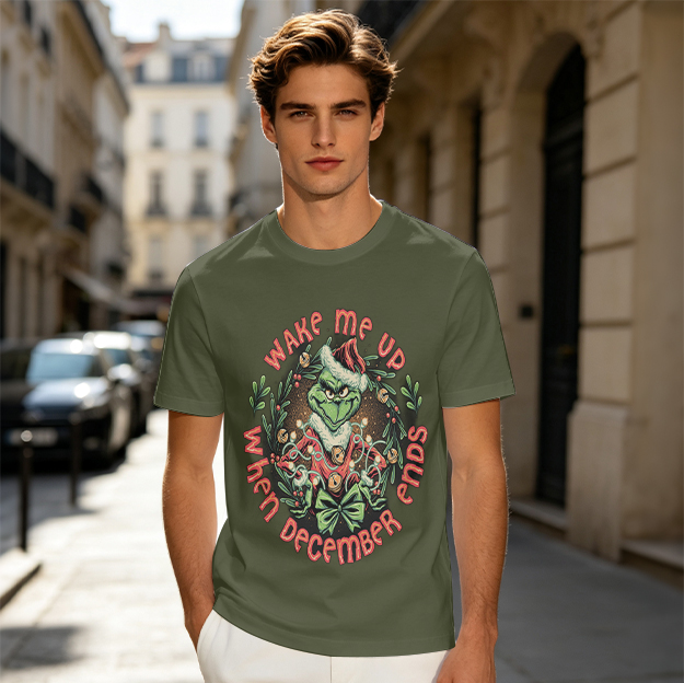 Wake Me Up When December Ends Grinch Christmas T-Shirt