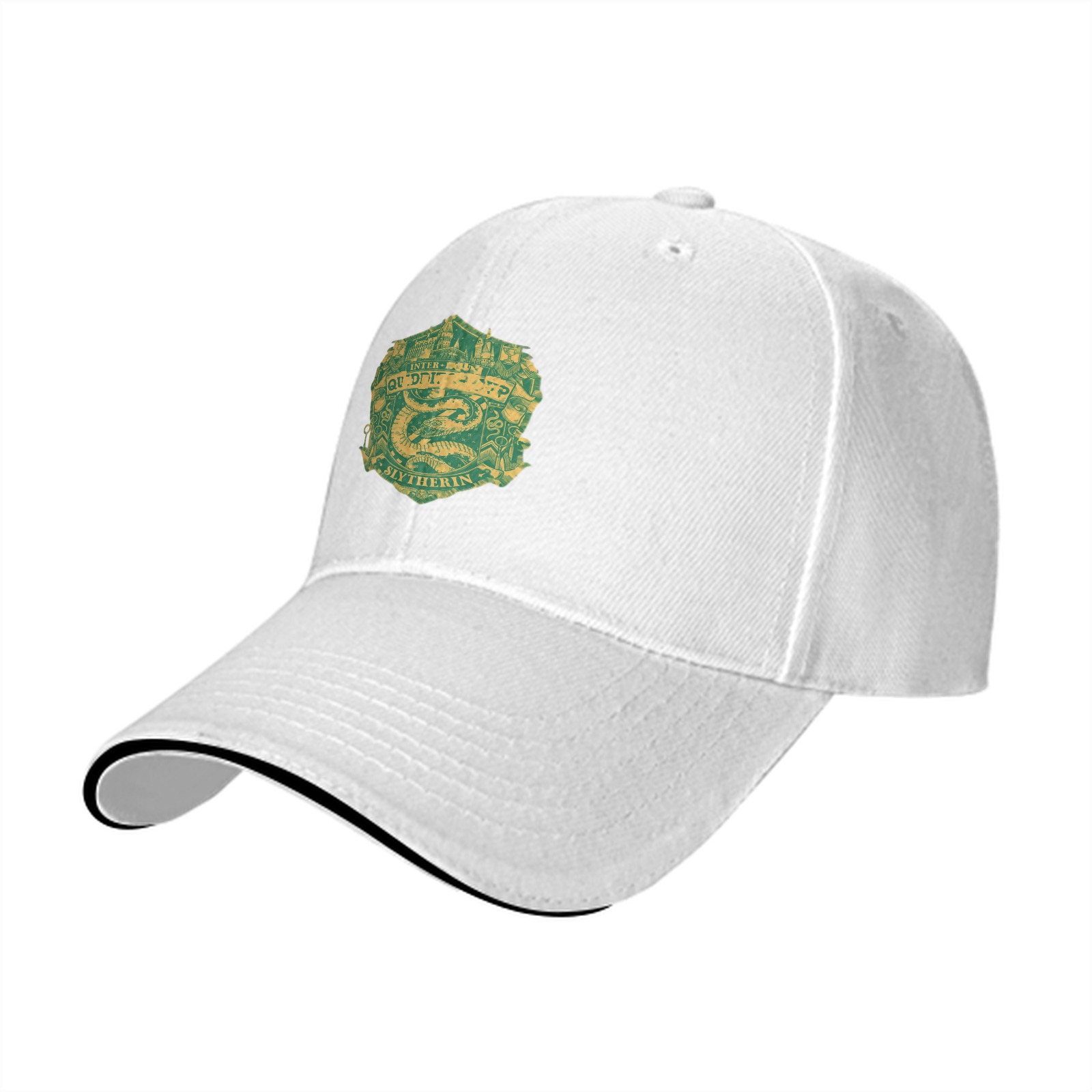 Black baseball cap with Slytherin Quidditch crest design