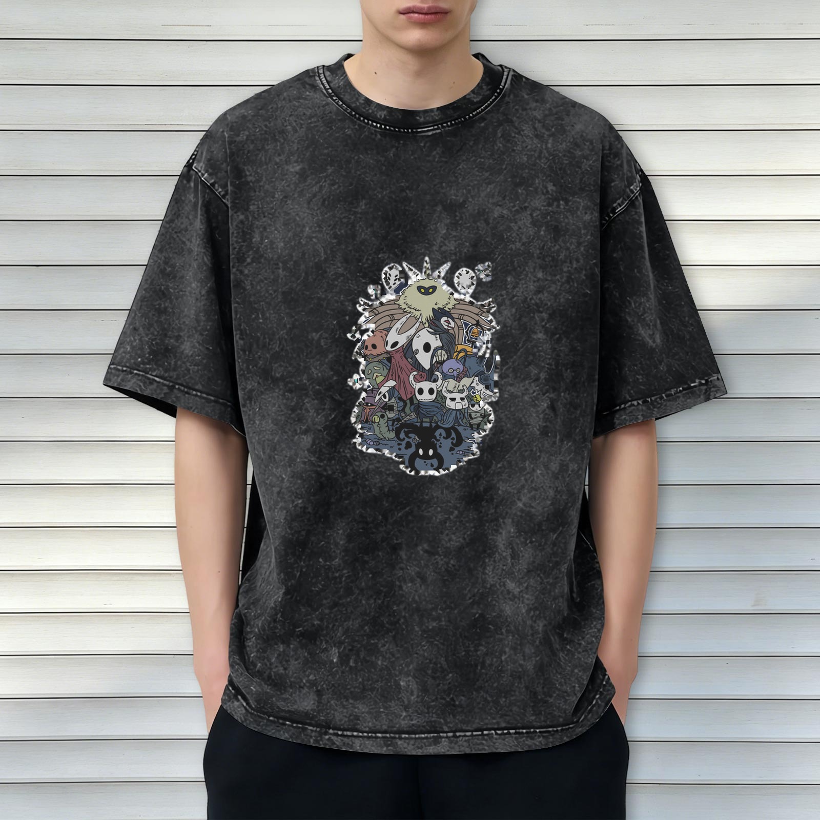 Hollow Knight Characters Group Graphic Vintage Wash T-Shirt