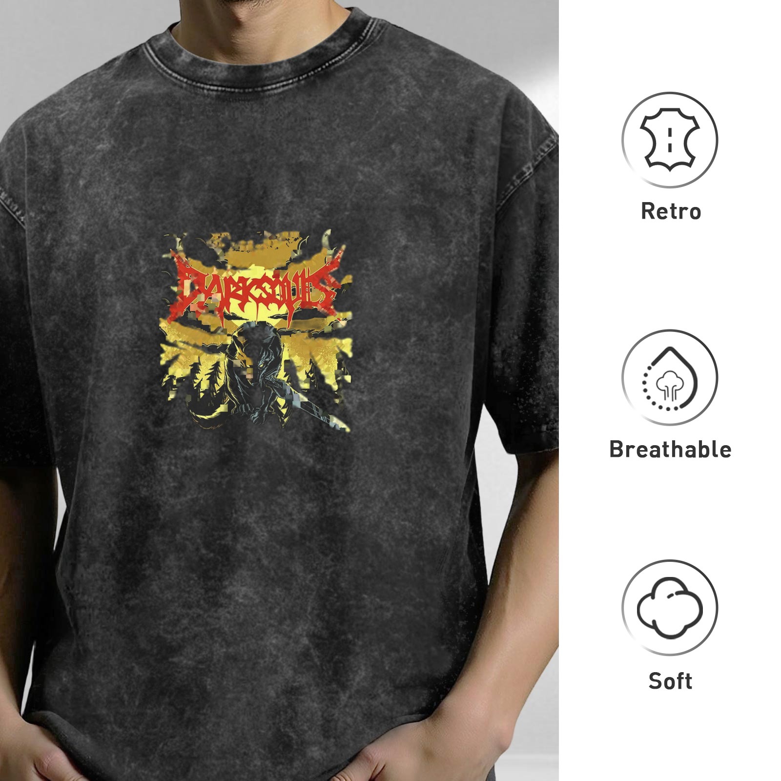 Dark Souls Acid Wash Graphic T-Shirt