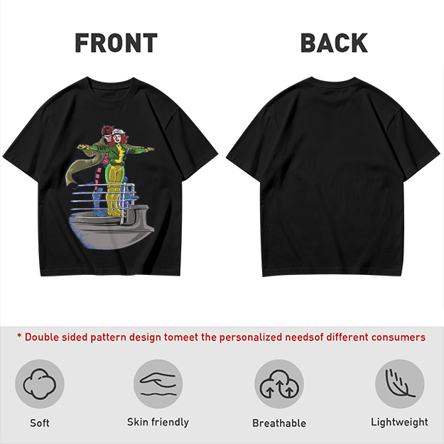 X-Men Rogue and Gambit Titanic pose graphic t-shirt
