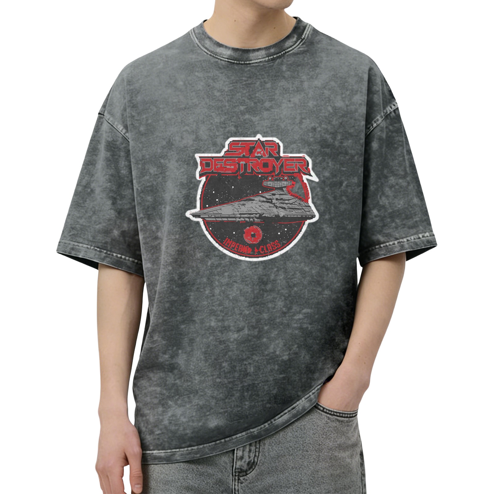 Star Destroyer Imperial-Class Graphic Acid Wash T-Shirt