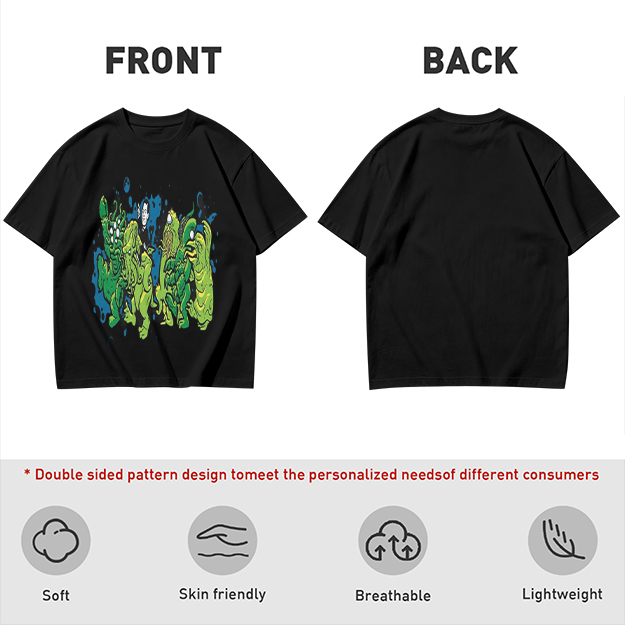 Olive Green T-Shirt With Abstract Green Monster Graphic Print