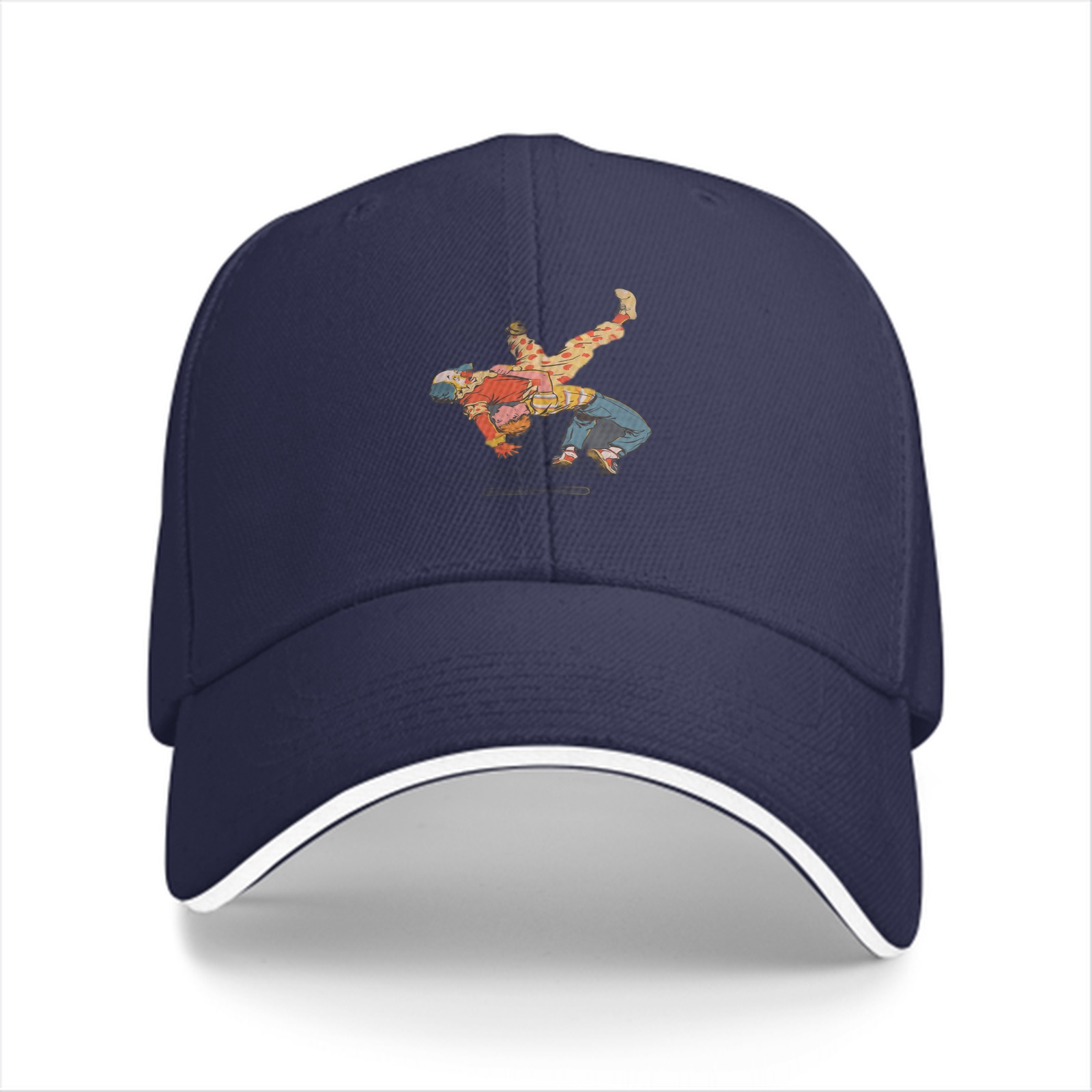 Black Baseball Cap With Breakdancing Graphic Print