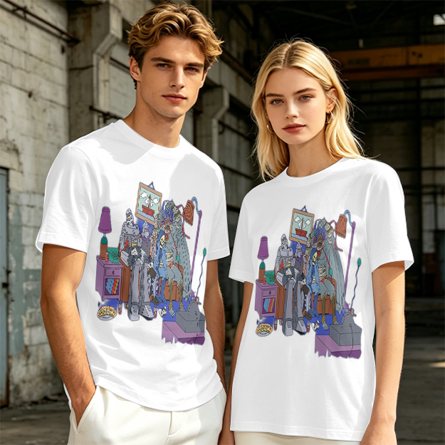 Olive T-Shirt With Quirky Room Scene Graphic Print