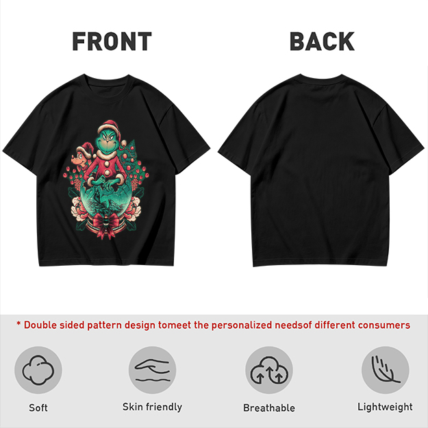 Olive Green Christmas Grinch Graphic T-Shirt