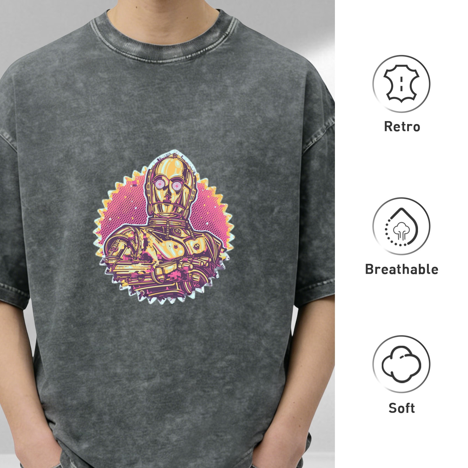 Star Wars C-3PO Graphic Stonewashed Cotton T-Shirt