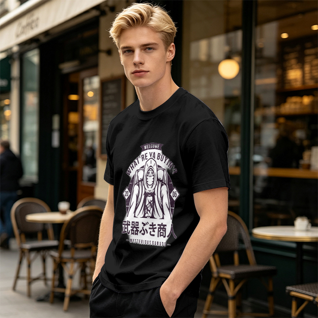 Mysterious Merchant Graphic Olive T-Shirt
