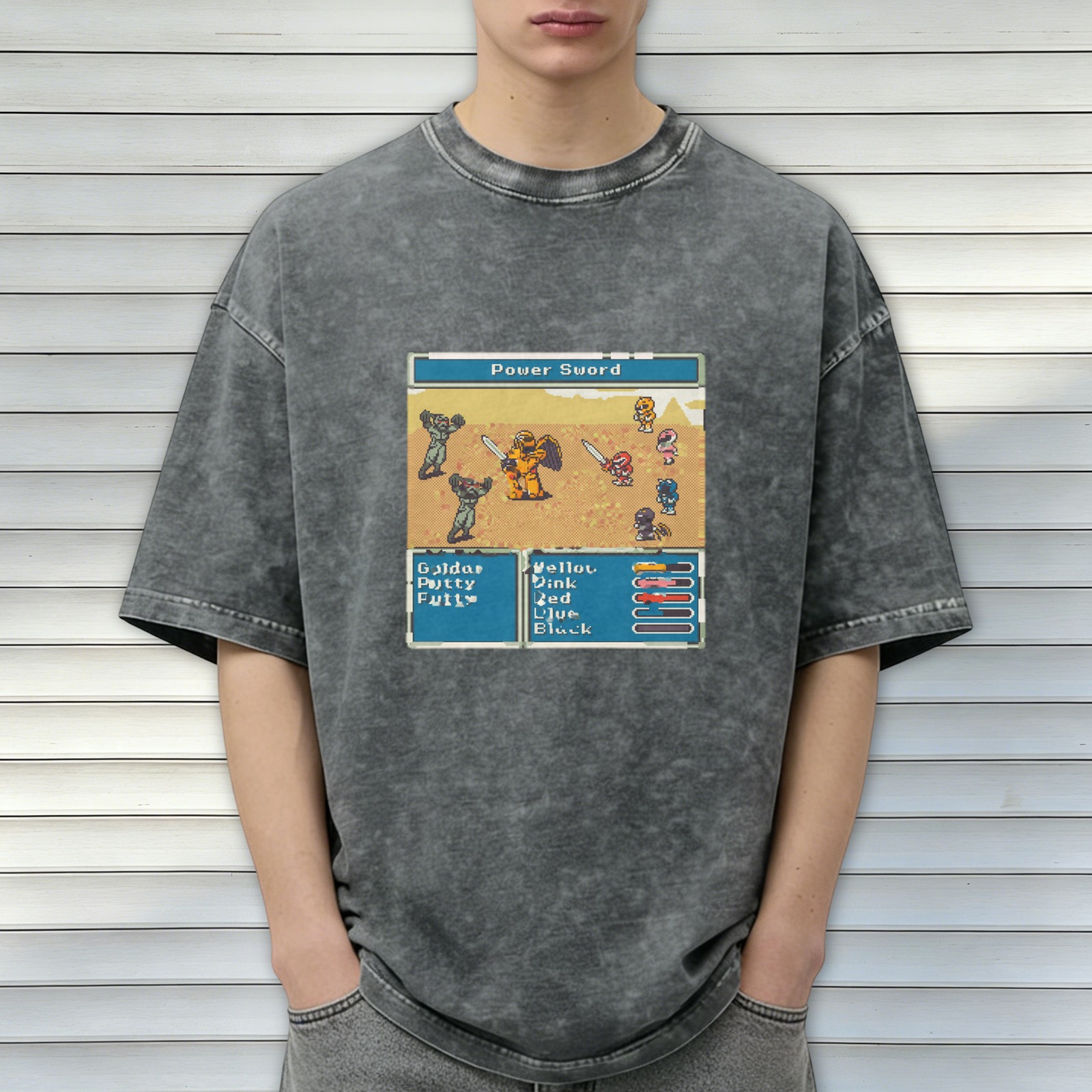 Vintage Power Rangers 8-bit Video Game Graphic T-Shirt