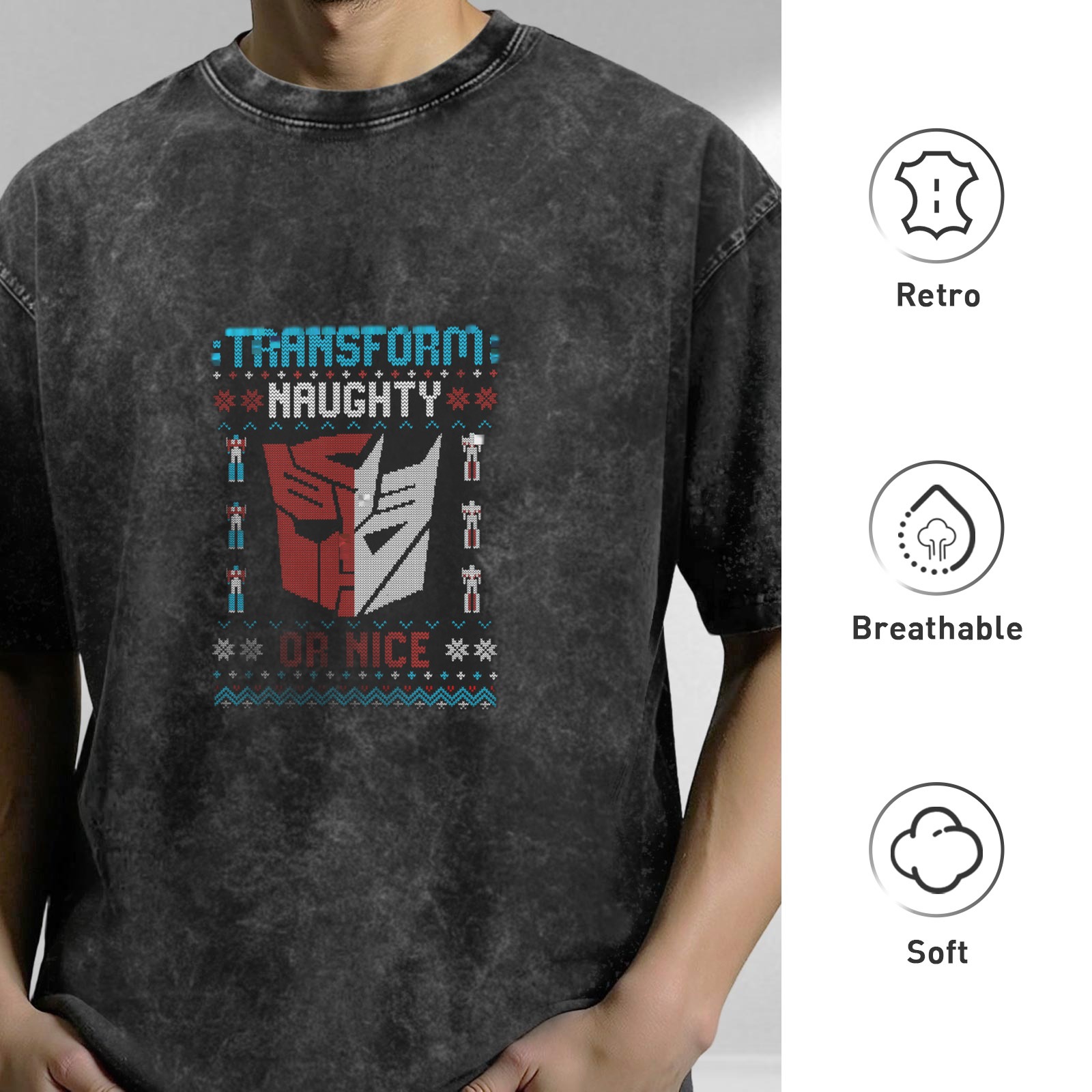 Transform Naughty Or Nice Transformers Ugly Christmas T-Shirt