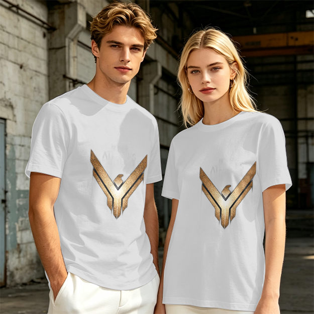 Olive Green T-Shirt With Gold Winged Emblem Graphic