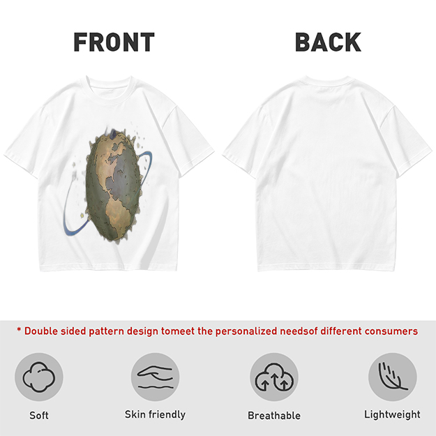 Olive Green T-Shirt With Distorted Earth Graphic Print