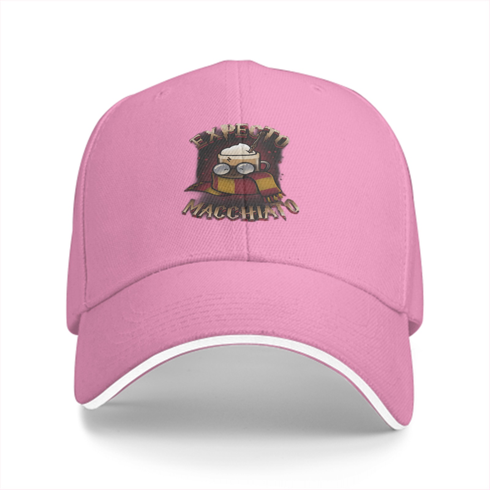 Black baseball cap with Expecto Macchiato coffee wizard print