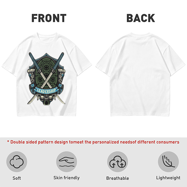 Olive T-Shirt with Ninja Turtle Leadership Katana Crest Print