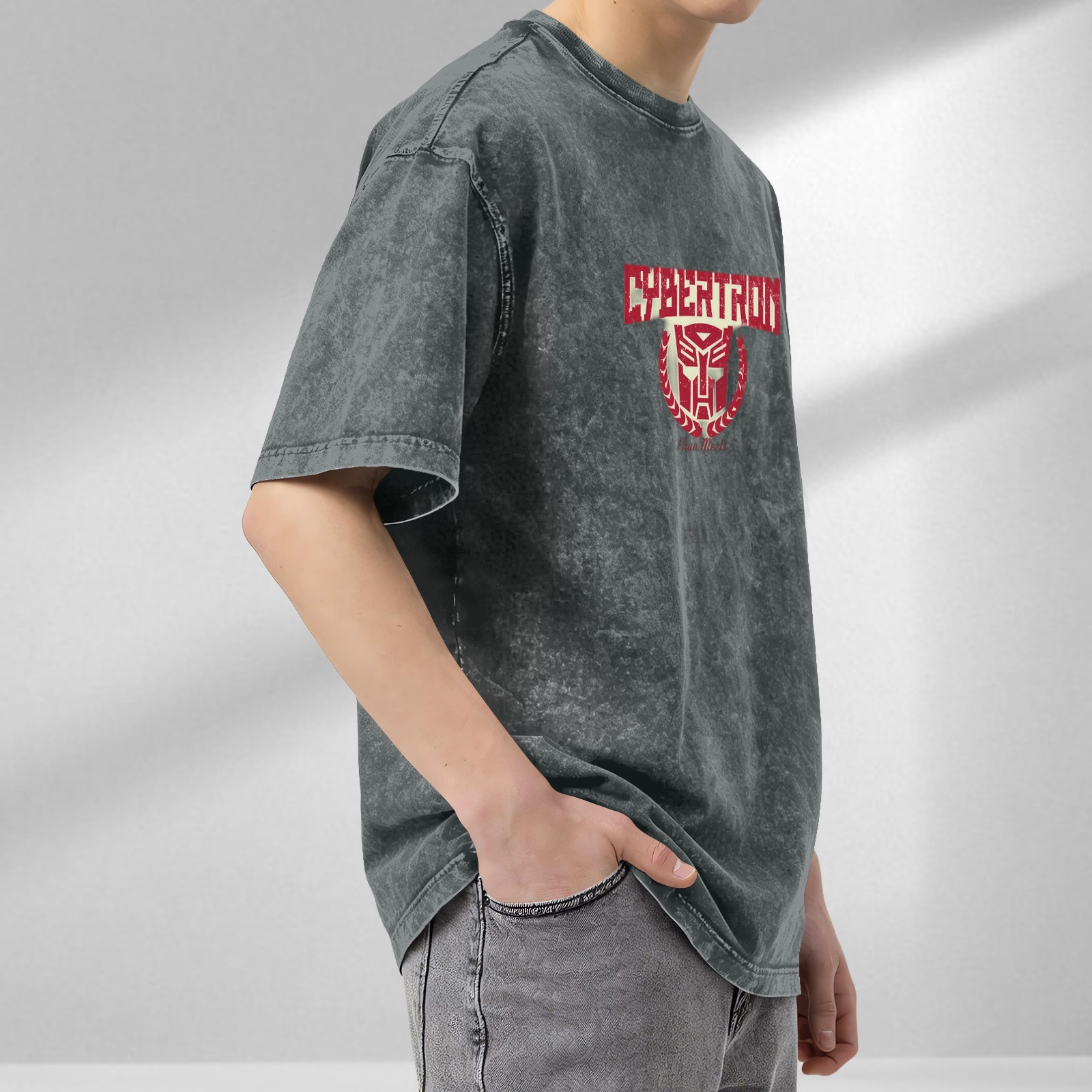 Cybertron Autobot Logo Vintage Wash Black T-Shirt