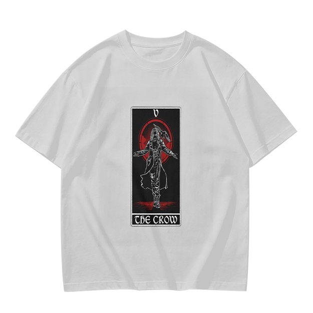 Olive T-Shirt With The Crow Tarot Style Graphic Print