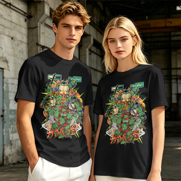 Olive T-Shirt With Teenage Mutant Ninja Turtles Graphic Print
