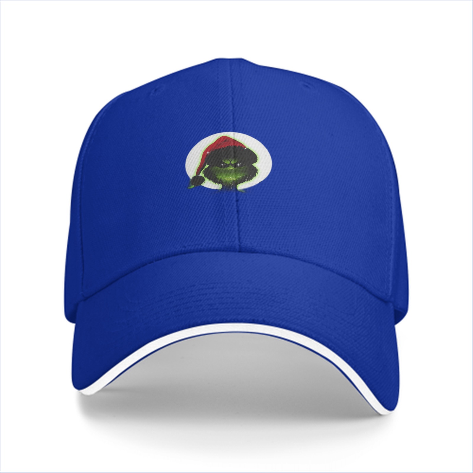 Black Baseball Cap With Grinch Santa Hat Graphic