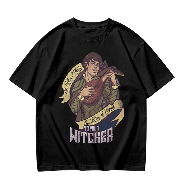 Witcher Inspired T-Shirt With Bard Playing Lute Graphic