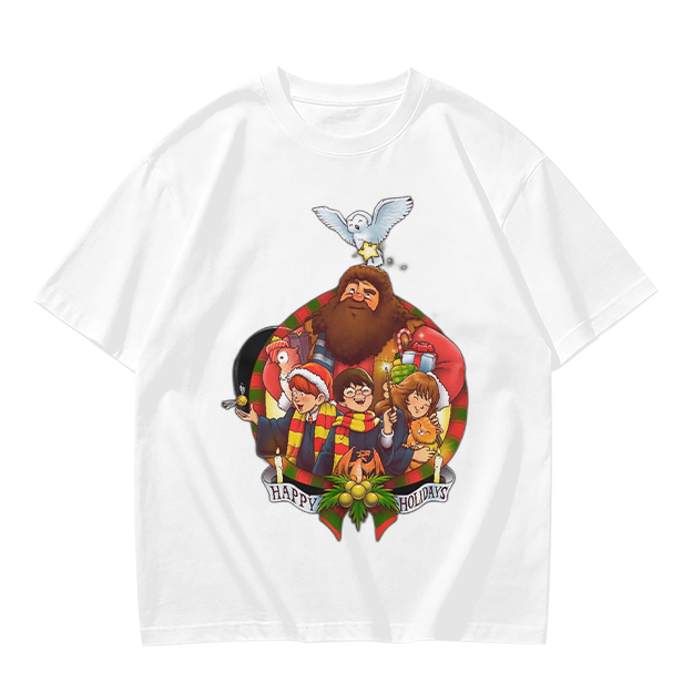 Harry Potter Happy Holiday Group Graphic Olive T-Shirt