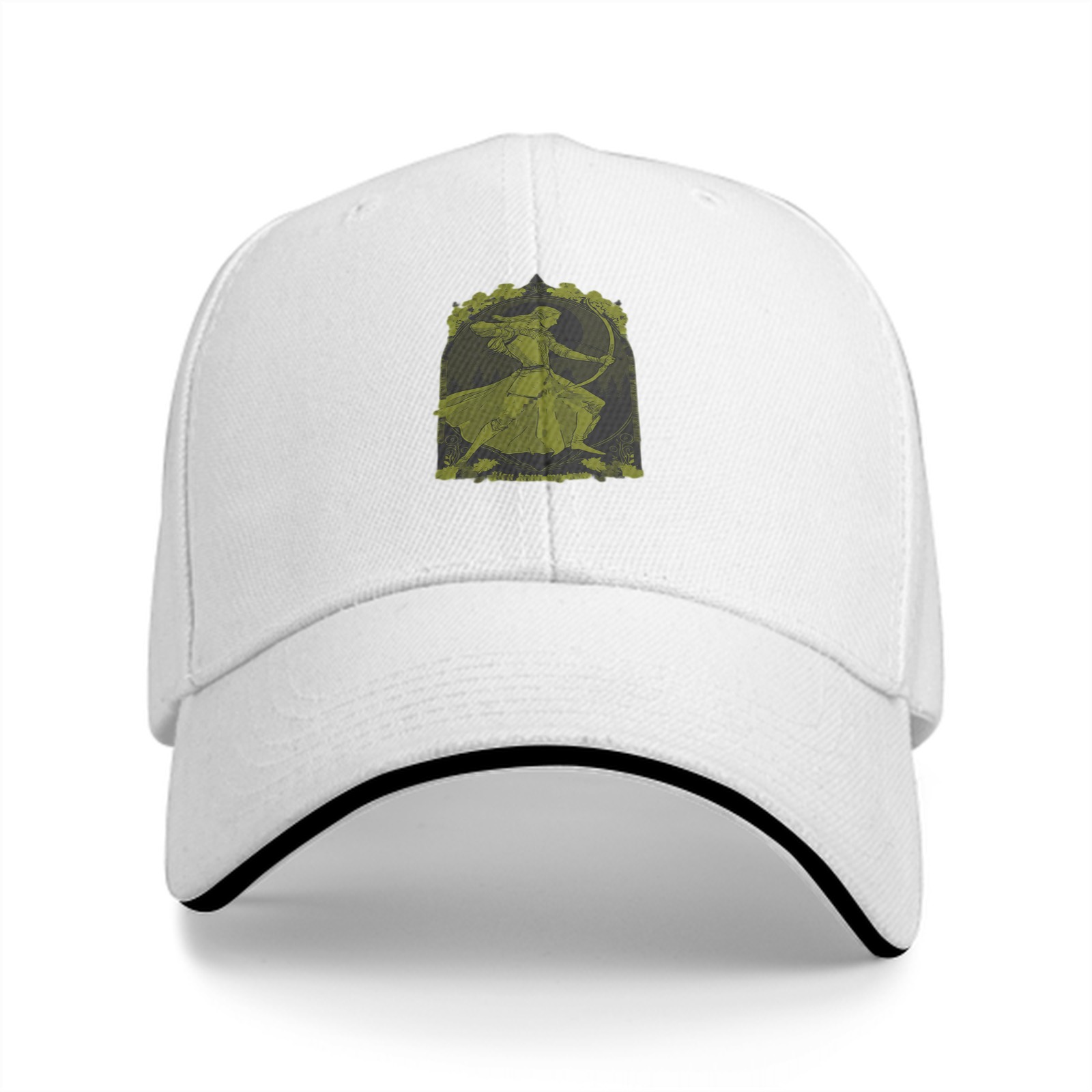 Black Baseball Cap With Archer Woman Graphic Print