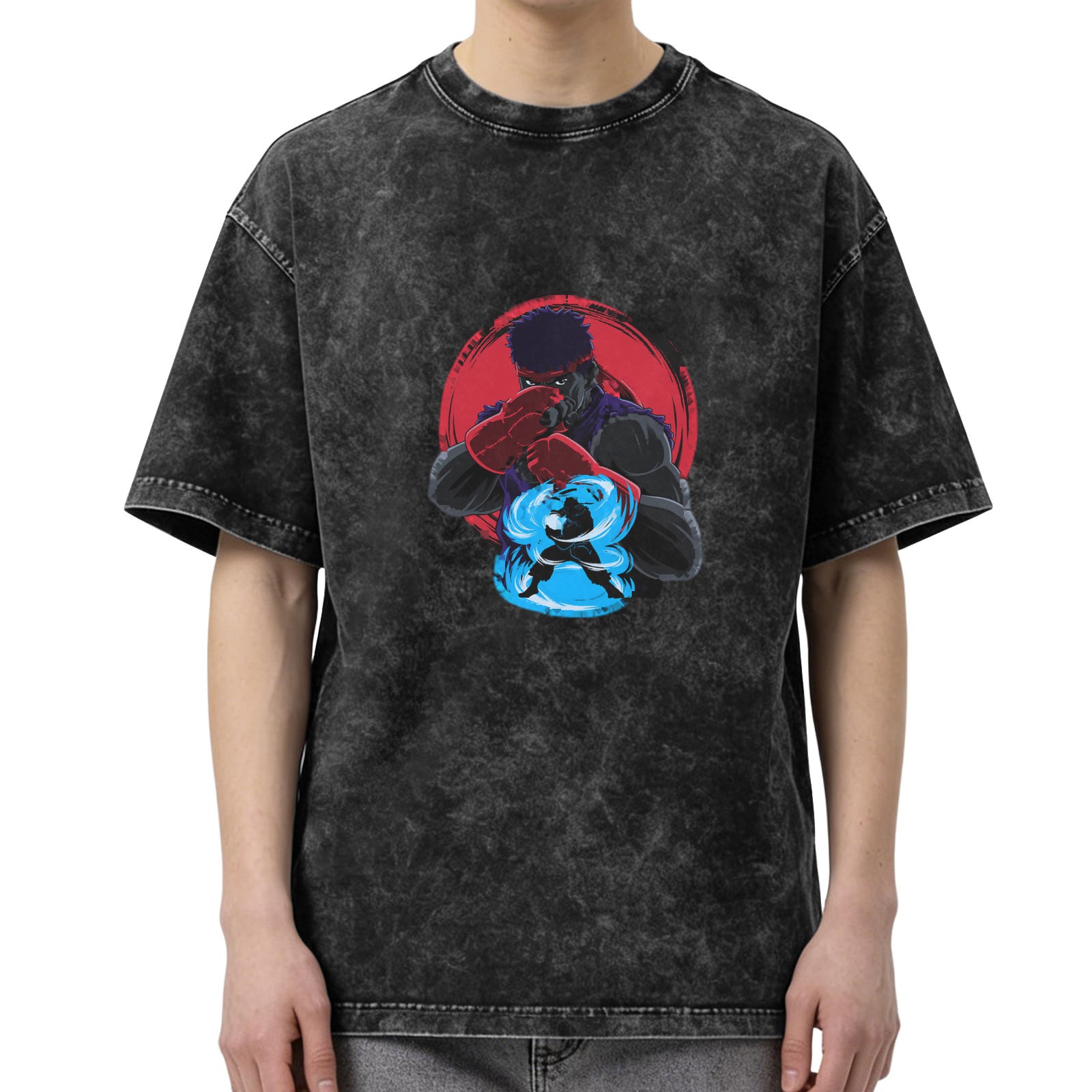 Street Fighter Ryu Graphic Stonewashed Black T-Shirt