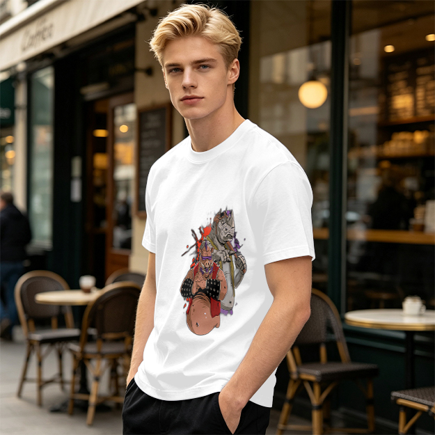 Olive Green T-Shirt with Bebop and Rocksteady Graphic Print