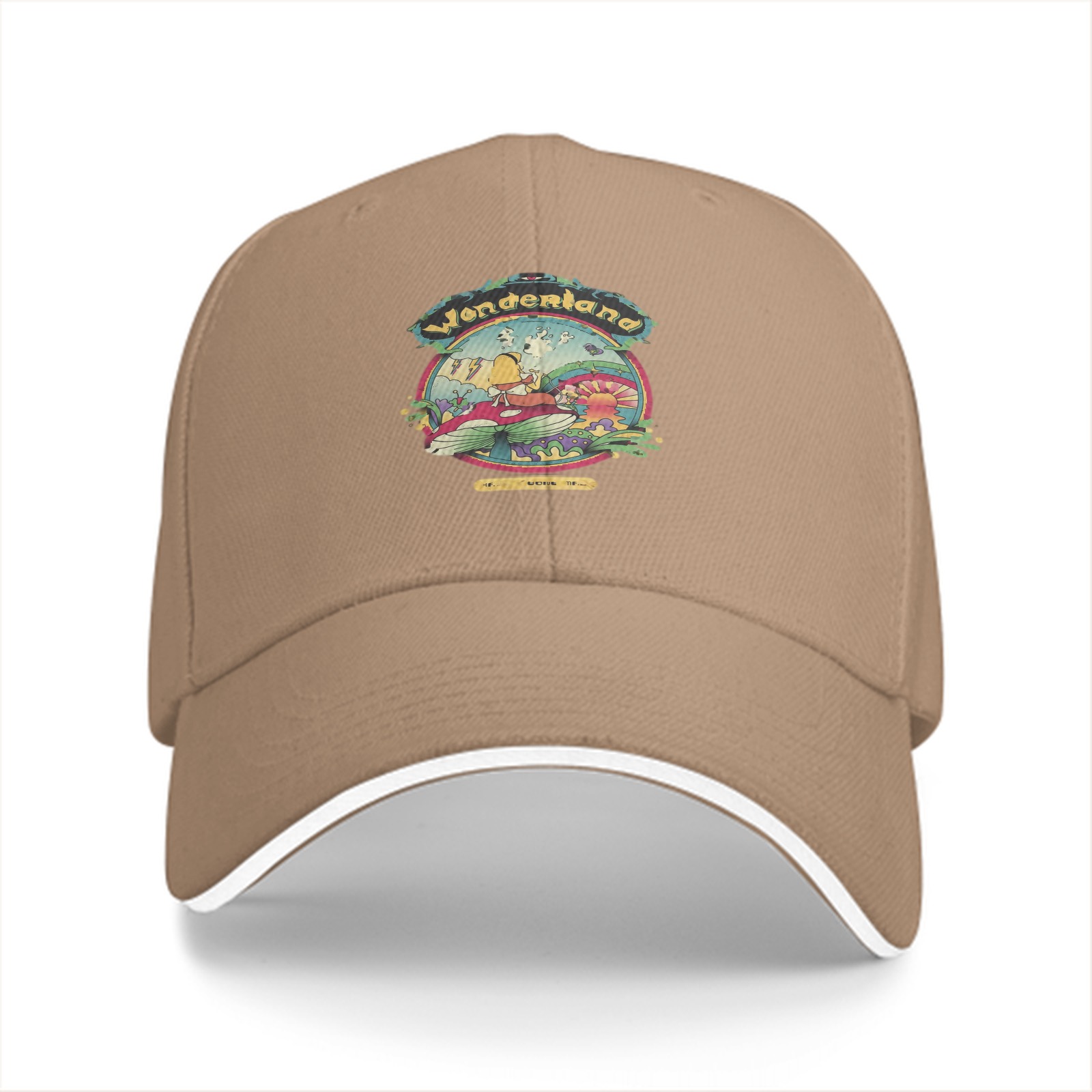 Black Baseball Cap With Wonderland Mushroom Fantasy Art Print