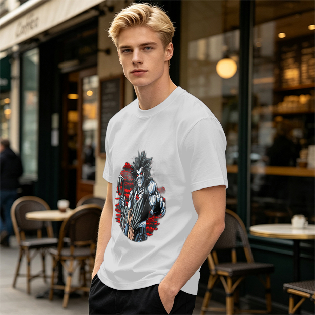 Olive T-shirt with Lobo Comic Character Graphic Print