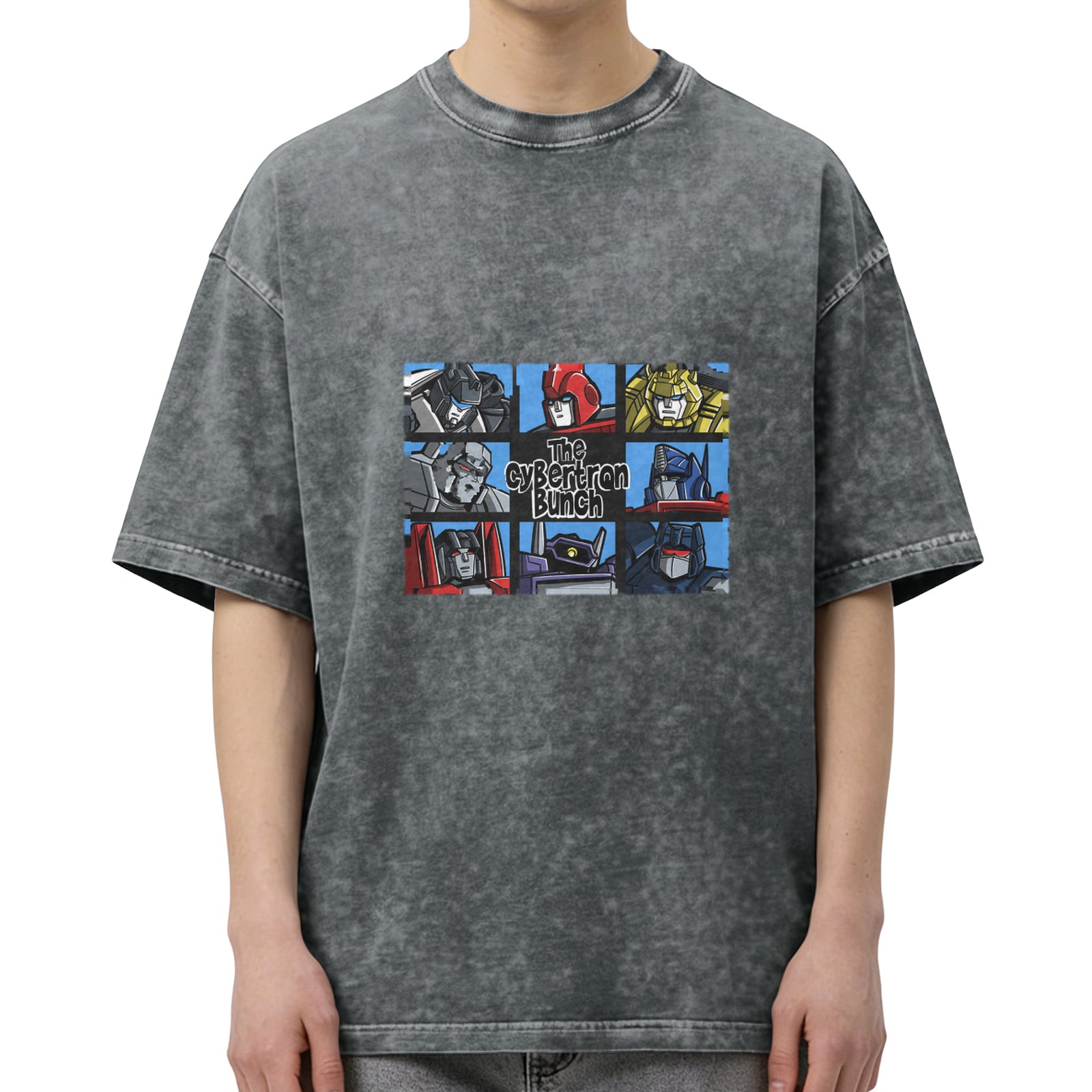 The Cybertron Bunch Transformers Graphic Acid Wash T-Shirt