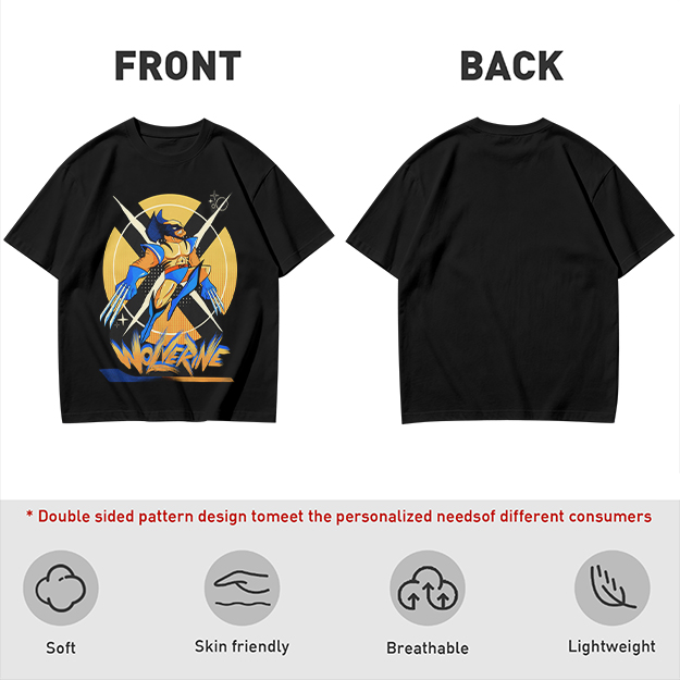 Olive Wolverine Graphic T-Shirt Featuring X-Men Symbol Art