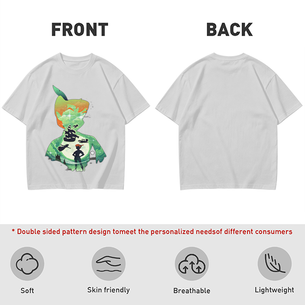 Olive T-shirt with Peter Pan Silhouette Artwork
