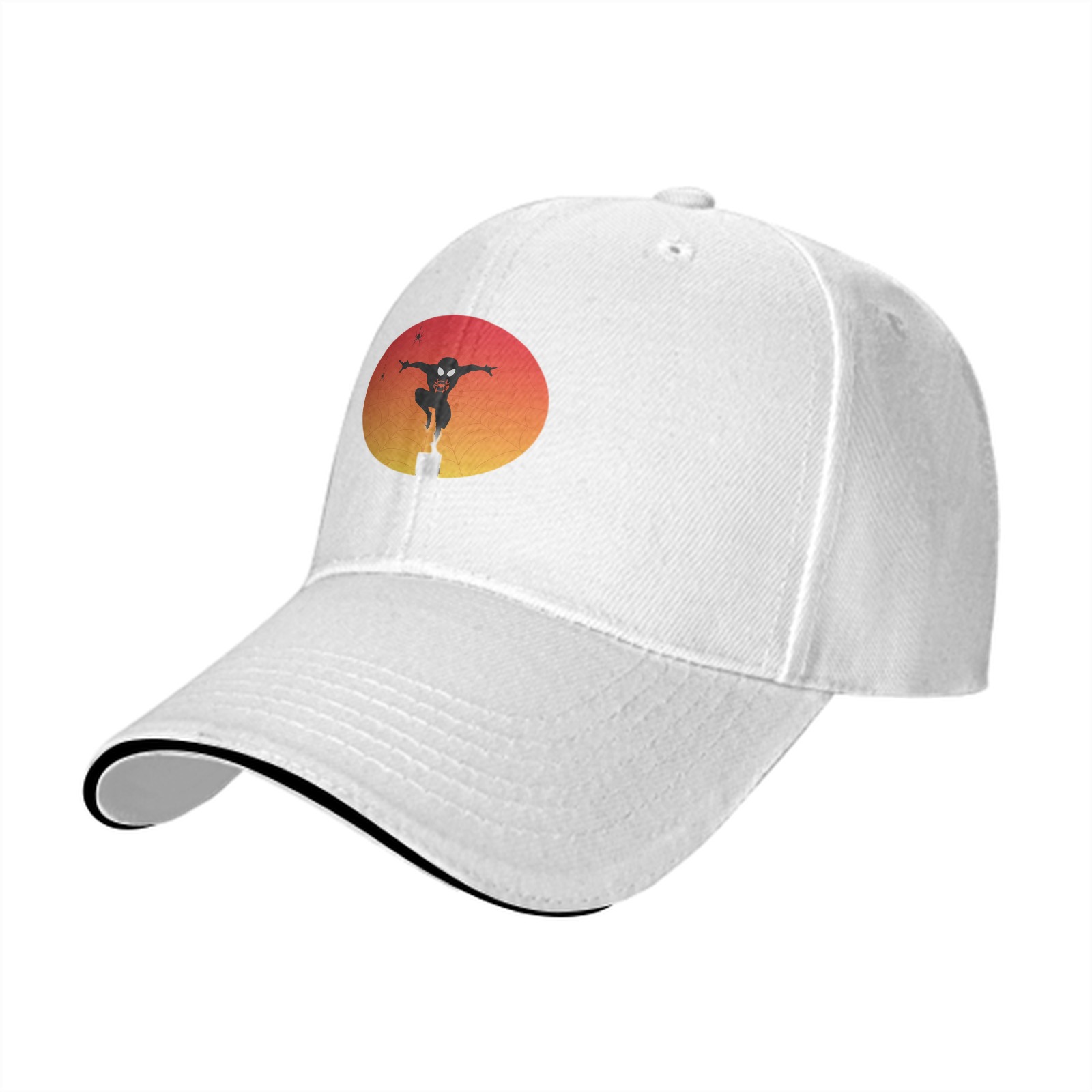 Black Baseball Cap With Ninja Silhouette Sunset Graphic