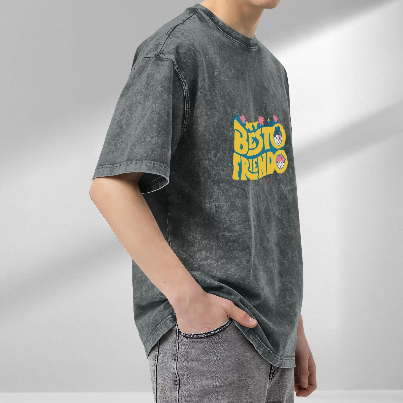 My Besto Friendo Jujutsu Kaisen Anime Graphic Acid Wash T-Shirt