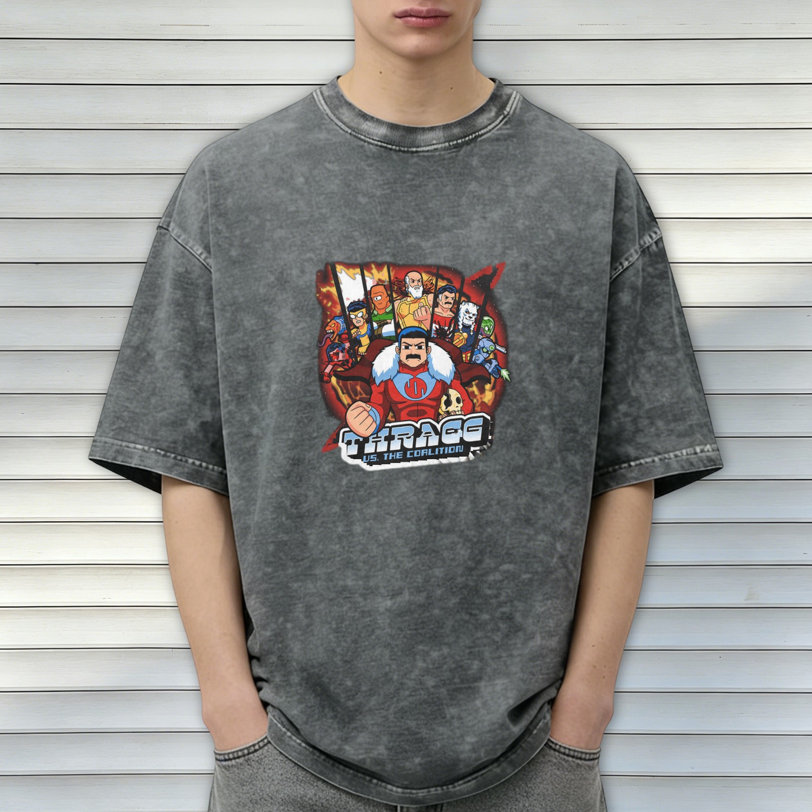 Thragg vs The Coalition Graphic Stonewashed Black T-Shirt