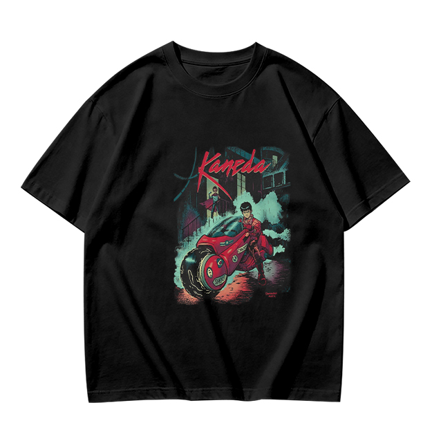 Olive T-Shirt with Kaneda Anime Motorcycle Graphic Print
