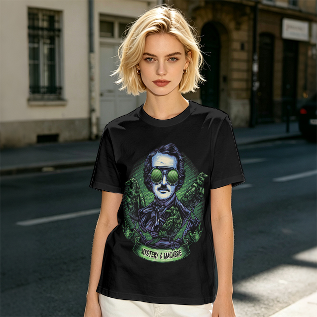 Edgar Allan Poe Raven Mystery Macabre Graphic T-Shirt